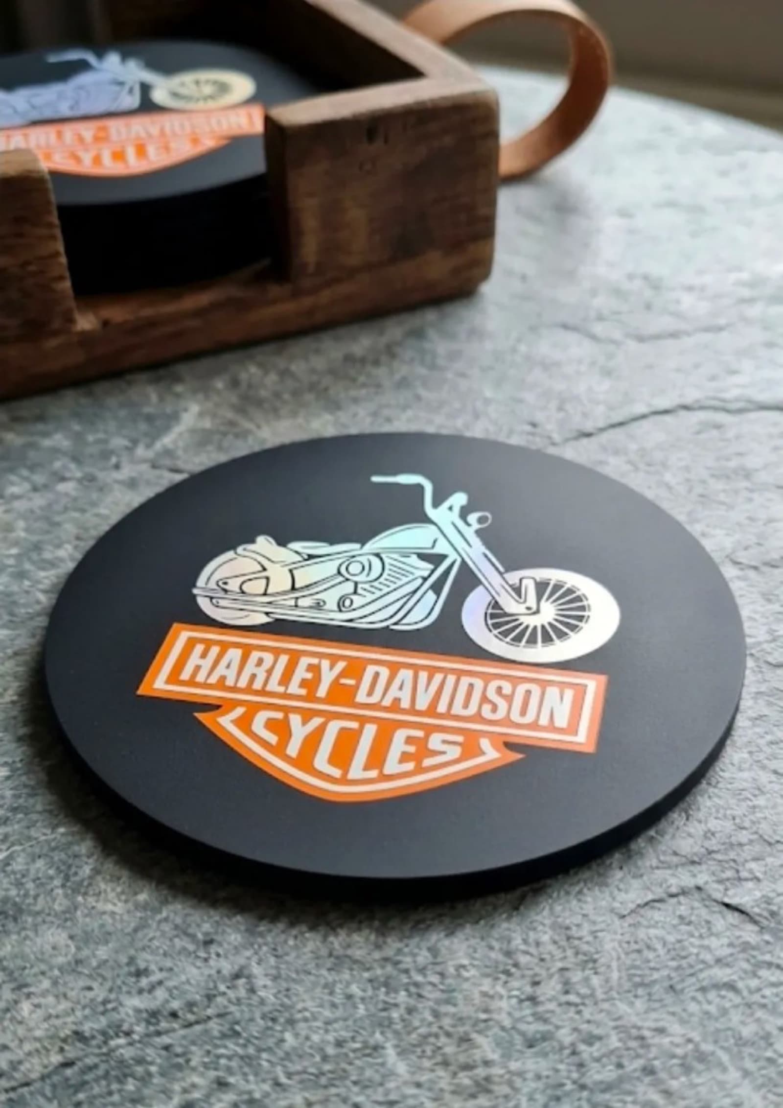 Porta-copos Harley-Davidson — logo circular